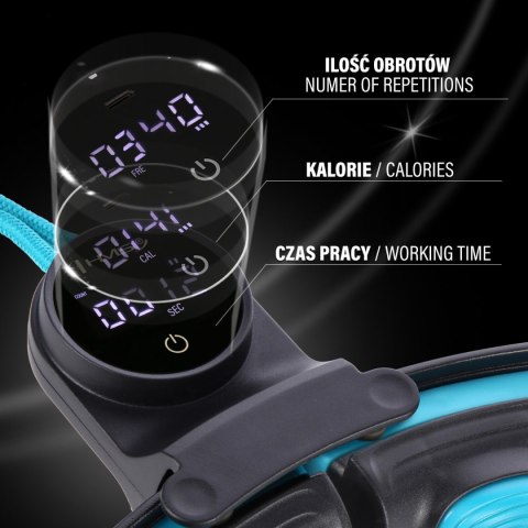 ZESTAW HULA HOP MAGNETYCZNY BLACK/TURQUOISE HHM17 Z LICZNIKIEM HMS + PAS WYSZCZUPLAJĄCY BR163 RED HMS