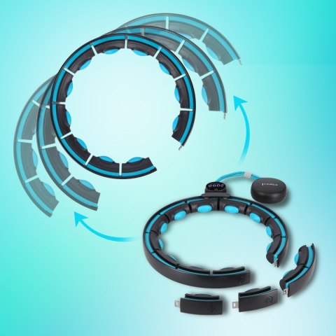 ZESTAW HULA HOP MAGNETYCZNY BLACK/TURQUOISE HHM17 Z LICZNIKIEM HMS + PAS WYSZCZUPLAJĄCY BR163 RED HMS