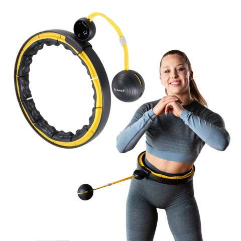 ZESTAW HULA HOP MAGNETYCZNY BLACK/YELLOW HHM21 Z LICZNIKIEM HMS + PAS WYSZCZUPLAJĄCY BR1313 HMS