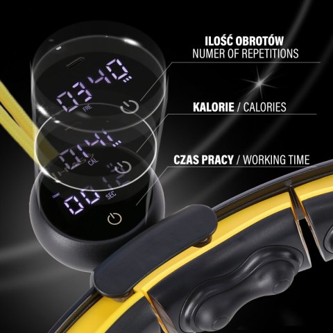 ZESTAW HULA HOP MAGNETYCZNY BLACK/YELLOW HHM21 Z LICZNIKIEM HMS + PAS WYSZCZUPLAJĄCY BR1313 HMS