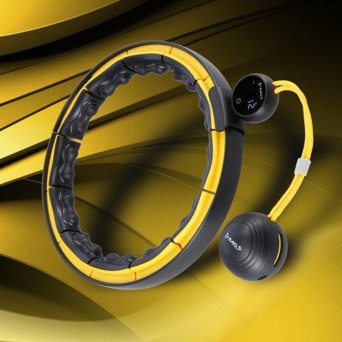 ZESTAW HULA HOP MAGNETYCZNY BLACK/YELLOW HHM21 Z LICZNIKIEM HMS + PAS WYSZCZUPLAJĄCY BR1313 HMS