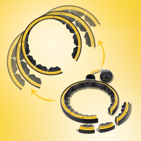 ZESTAW HULA HOP MAGNETYCZNY BLACK/YELLOW HHM21 Z LICZNIKIEM HMS + PAS WYSZCZUPLAJĄCY BR1313 HMS