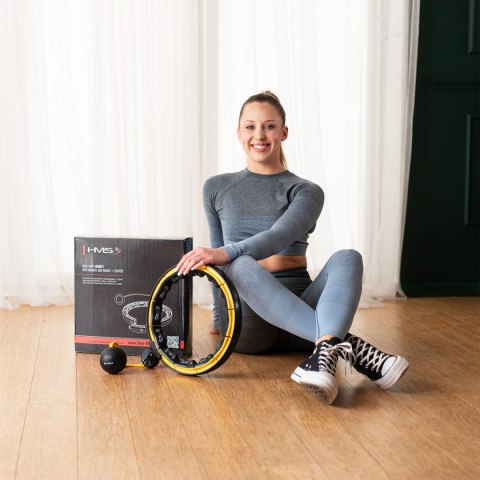 ZESTAW HULA HOP MAGNETYCZNY BLACK/YELLOW HHM21 Z LICZNIKIEM HMS + PAS WYSZCZUPLAJĄCY BR1313 HMS