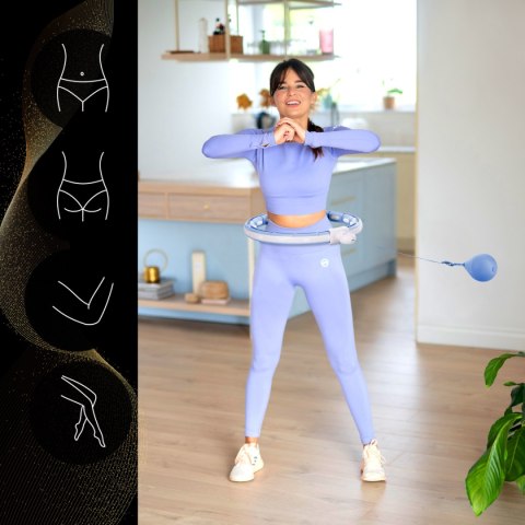 ZESTAW HULA HOP MAGNETYCZNY BLUE HHM15 Z LICZNIKIEM HMS + PAS BR163 BLACK PLUS SIZE HMS