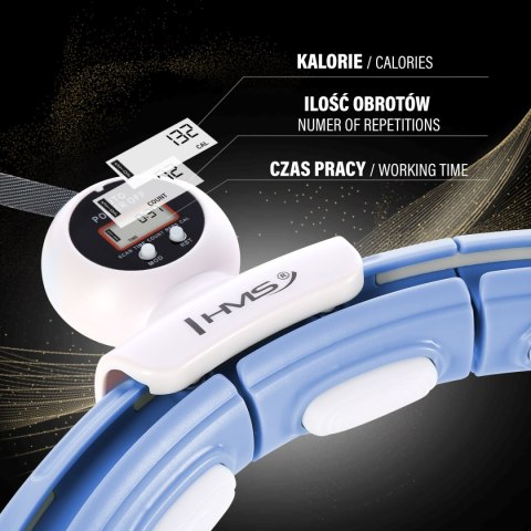 ZESTAW HULA HOP MAGNETYCZNY BLUE HHM15 Z LICZNIKIEM HMS + PAS BR163 BLACK PLUS SIZE HMS