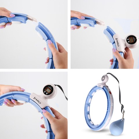 ZESTAW HULA HOP MAGNETYCZNY BLUE HHM15 Z LICZNIKIEM HMS + PAS BR163 BLACK PLUS SIZE HMS
