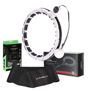 ZESTAW HULA HOP MAGNETYCZNY WHITE HHM16 Z LICZNIKIEM HMS + PAS BR163 BLACK PLUS SIZE HMS