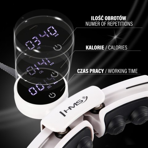 ZESTAW HULA HOP MAGNETYCZNY WHITE HHM16 Z LICZNIKIEM HMS + PAS BR163 BLACK PLUS SIZE HMS