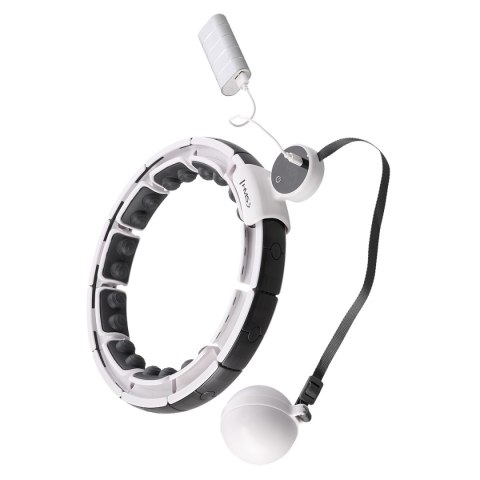 ZESTAW HULA HOP MAGNETYCZNY WHITE HHM16 Z LICZNIKIEM HMS + PAS BR163 BLACK PLUS SIZE HMS
