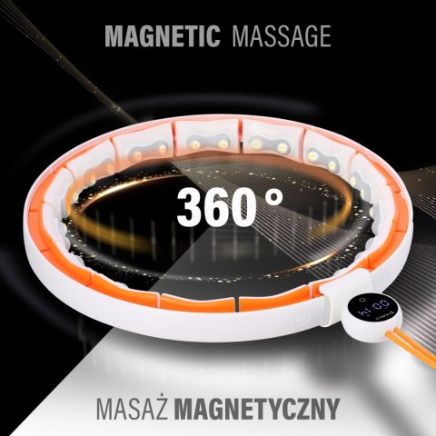 ZESTAW HULA HOP MAGNETYCZNY WHITE/ORANGE HHM21 Z LICZNIKIEM HMS + PAS WYSZCZUPLAJĄCY BR1313 HMS