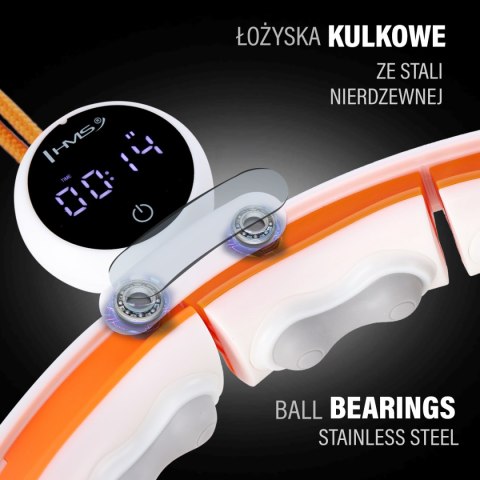 ZESTAW HULA HOP MAGNETYCZNY WHITE/ORANGE HHM21 Z LICZNIKIEM HMS + PAS WYSZCZUPLAJĄCY BR1313 HMS