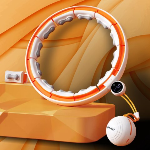 ZESTAW HULA HOP MAGNETYCZNY WHITE/ORANGE HHM21 Z LICZNIKIEM HMS + PAS WYSZCZUPLAJĄCY BR1313 HMS