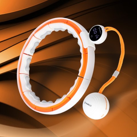 ZESTAW HULA HOP MAGNETYCZNY WHITE/ORANGE HHM21 Z LICZNIKIEM HMS + PAS WYSZCZUPLAJĄCY BR1313 HMS