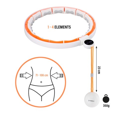 ZESTAW HULA HOP MAGNETYCZNY WHITE/ORANGE HHM21 Z LICZNIKIEM HMS + PAS WYSZCZUPLAJĄCY BR1313 HMS