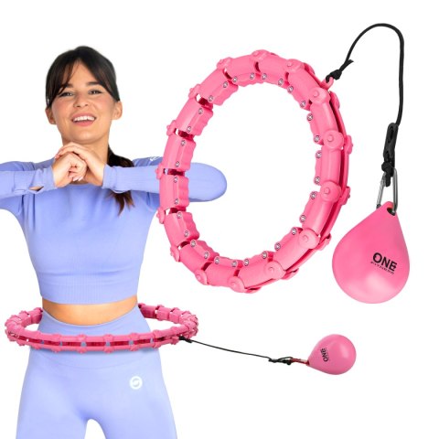 ZESTAW HULA HOP OHA02 PINK Z WYPUSTKAMI I OBCIĄŻNIKIEM ONE FITNESS + PAS BR160 ONE FITNESS