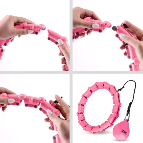 ZESTAW HULA HOP OHA02 PINK Z WYPUSTKAMI I OBCIĄŻNIKIEM ONE FITNESS + PAS BR160 ONE FITNESS