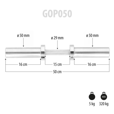 GOP050 (+ZACISKI) GRYF KRÓTKI OLIMPIJSKI 5KG 50CM HMS HMS