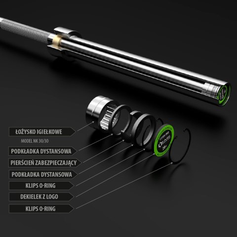 GOP220 PRO + ZG1000R ZACISKI LOCK GRYF PROSTY OLIMPIJSKI 20KG 2200MM HMS HMS