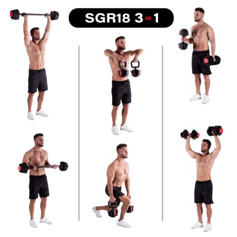 SGR18 PRO SET 3W1 ZESTAW REGULOWANYCH SZTANGIELEK 41 KG HMS HMS