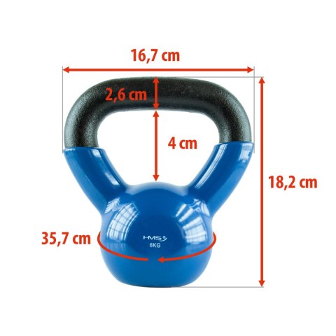 KNV06 BLUE KETTLEBELL ŻELIWNY POKRYTY WINYLEM HMS HMS
