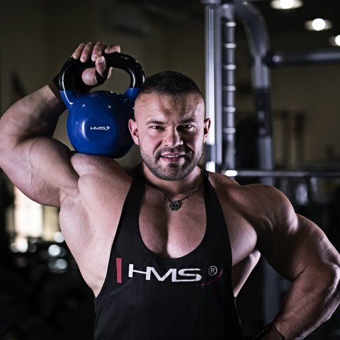 KNV08 BLUE KETTLEBELL ŻELIWNY POKRYTY WINYLEM HMS HMS