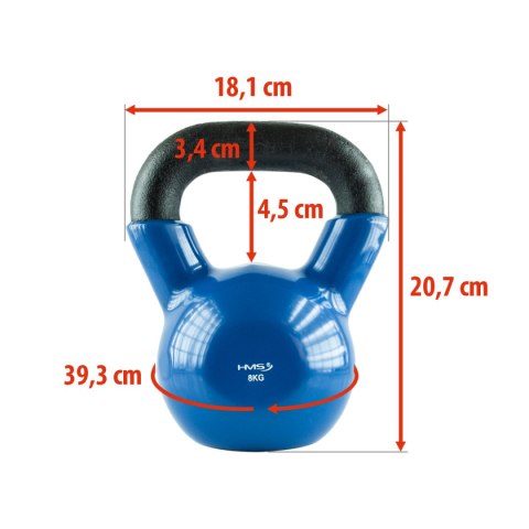 KNV08 BLUE KETTLEBELL ŻELIWNY POKRYTY WINYLEM HMS HMS