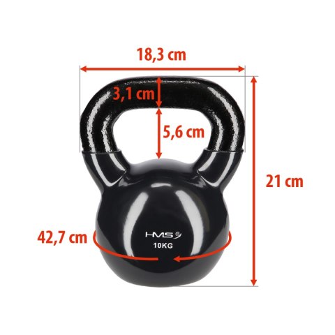 KNV10 BLACK KETTLEBELL ŻELIWNY POKRYTY WINYLEM HMS HMS