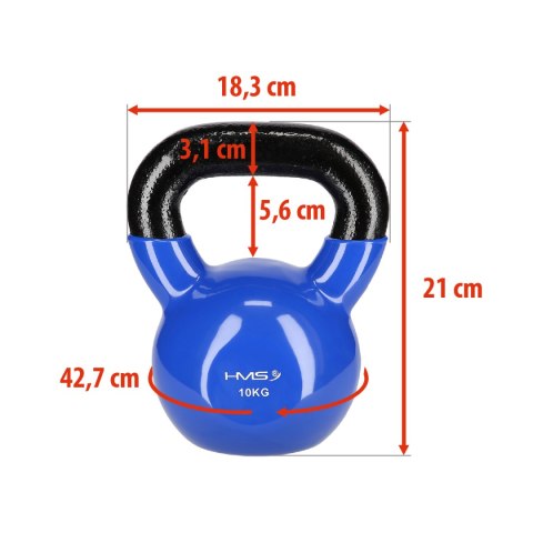 KNV10 BLUE KETTLEBELL ŻELIWNY POKRYTY WINYLEM HMS HMS