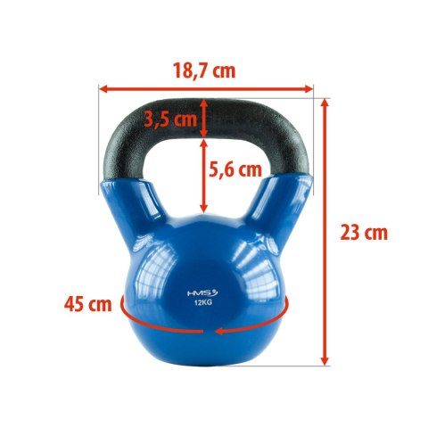 KNV12 BLUE KETTLEBELL ŻELIWNY POKRYTY WINYLEM HMS HMS