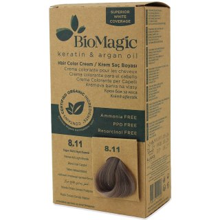FARBA DO WŁOSÓW INTENSYWNY POPIELATY JASNY BLOND (8.11) 250 g - BIOMAGIC BIOMAGIC (farby do włosów)