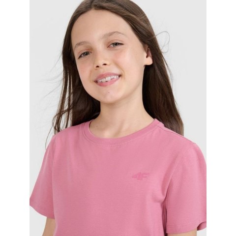 T-shirt regular gładki dziewczęcy 4F 4FJWSS25TTSHF2177-56S