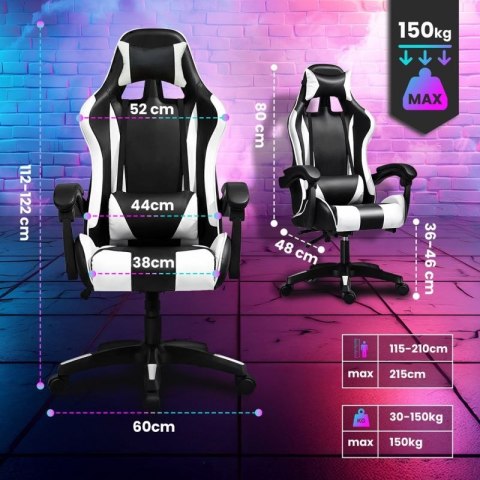 Extralink Gaming | Fotel gamingowy | biurowy, obrotowy, kubełkowy, czarno-biały, G-526