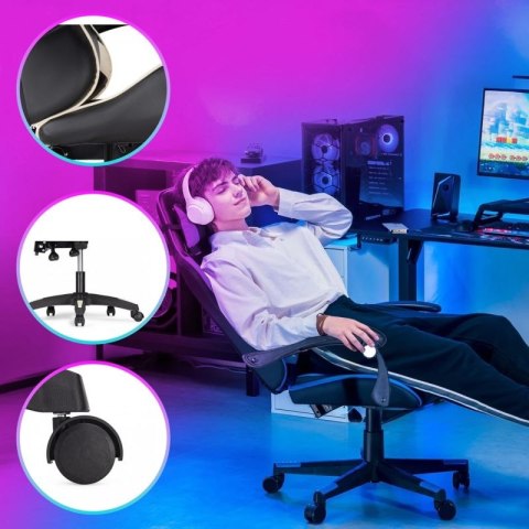 Extralink Gaming | Fotel gamingowy | biurowy, obrotowy, kubełkowy, czarno-biały, G-526