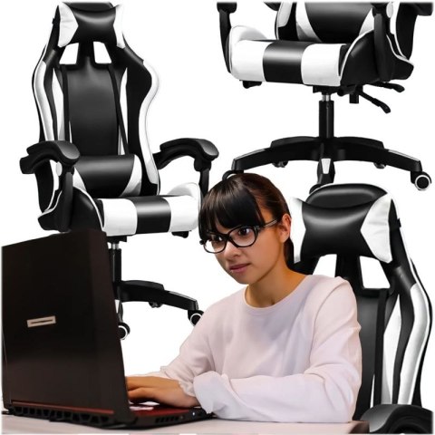 Extralink Gaming | Fotel gamingowy | biurowy, obrotowy, kubełkowy, czarno-biały, G-526