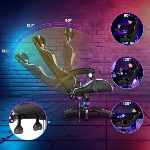 Extralink Gaming | Fotel gamingowy | biurowy, obrotowy, kubełkowy, czarno-biały, G-526
