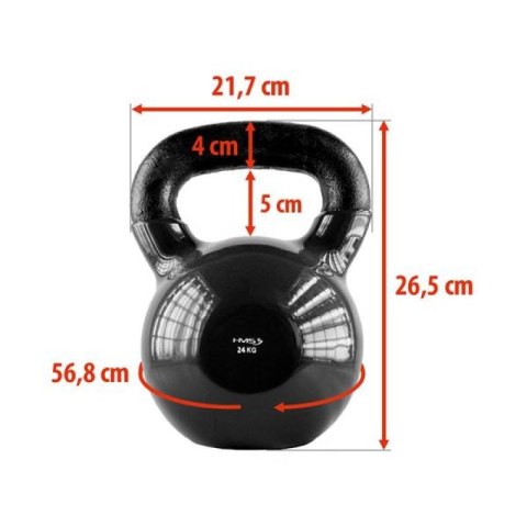 Kettelebell żeliwny pokryty winylem black HMS KNV24 HMS
