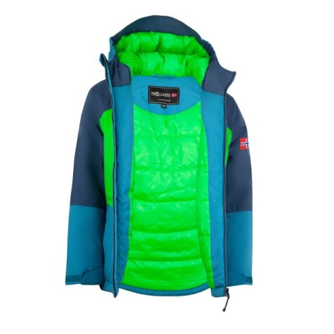 Kurtka zimowa dziecięca Trollkids Kids Hardanger Jacket wodoodporna ocieplana niebieska/zielona (675-356) Trollkids