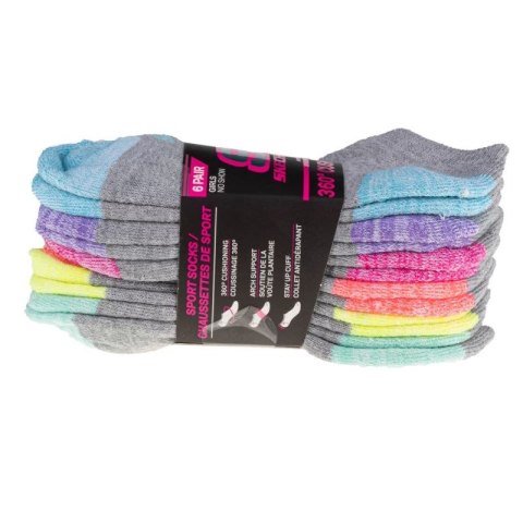 Skechers 6pk Girls Full Terry No Show S108265-GRY szare 31-34