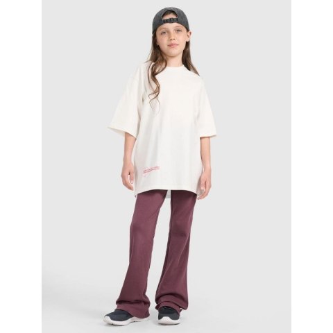 T-shirt oversize z nadrukiem dziewczęcy 4F 4FJRAW25TTSHF3187-11S