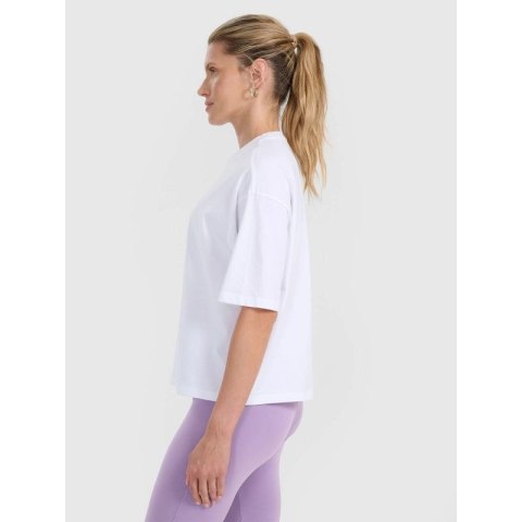 T-shirt oversize z nadrukiem damski 4F 4FRAW25TTSHF3186-10S