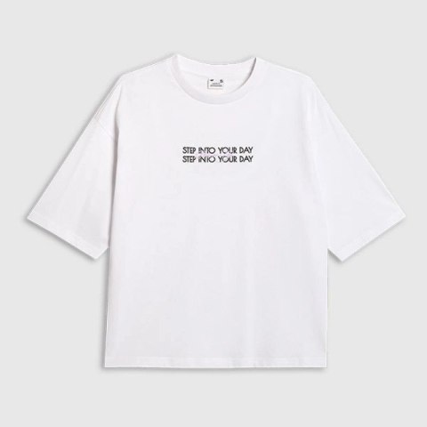 T-shirt oversize z nadrukiem damski 4F 4FRAW25TTSHF3186-10S