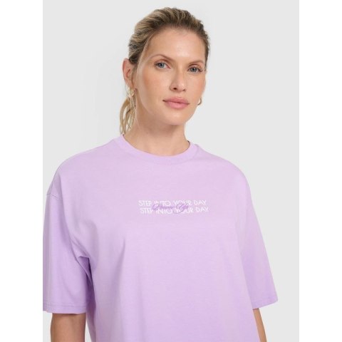 T-shirt oversize z nadrukiem damski 4F 4FRAW25TTSHF3186-52S