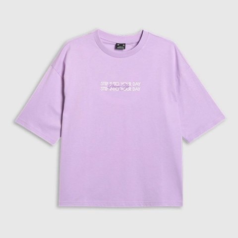 T-shirt oversize z nadrukiem damski 4F 4FRAW25TTSHF3186-52S