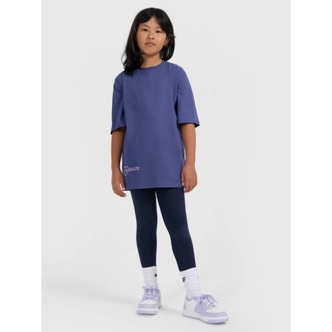 T-shirt oversize z nadrukiem dziewczęcy 4F 4FJRAW25TTSHF3187-33S