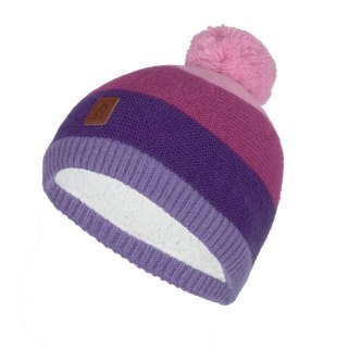 Czapka zimowa dziecięca Trollkids Kids Gryllefjord Bobble Cap z pomponem różowa/fioletowa (987-243) Trollkids