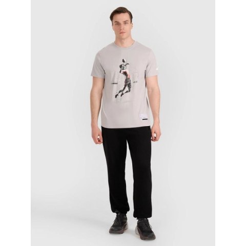 T-shirt regular z nadrukiem siatkarskim męski 4F 4FRAW25TTSHM3318-27S