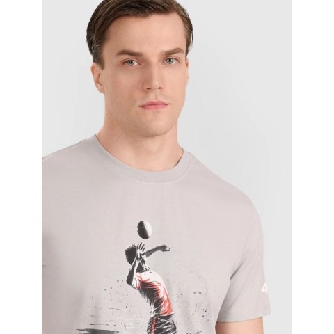 T-shirt regular z nadrukiem siatkarskim męski 4F 4FRAW25TTSHM3318-27S