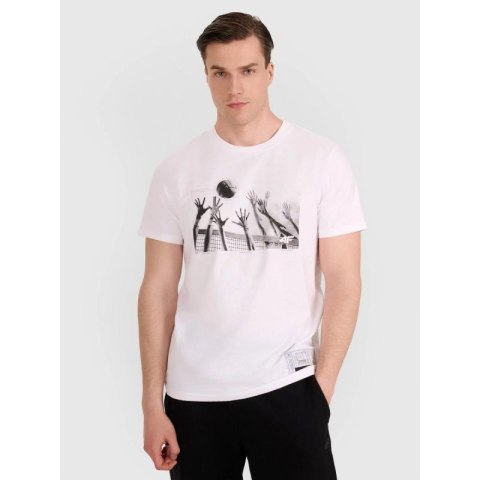 T-shirt regular z nadrukiem siatkarskim męski 4F 4FRAW25TTSHM3319-10S