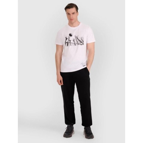 T-shirt regular z nadrukiem siatkarskim męski 4F 4FRAW25TTSHM3319-10S