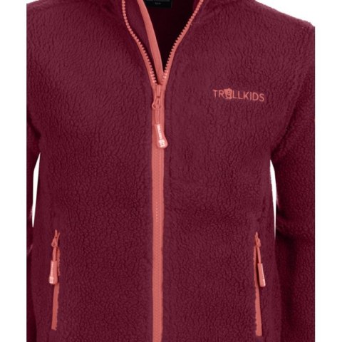 Kurtka polarowa z kapturem dziewczęca Trollkids Girls Mandal Jacket dla dziewczynki czerwona (358-219)